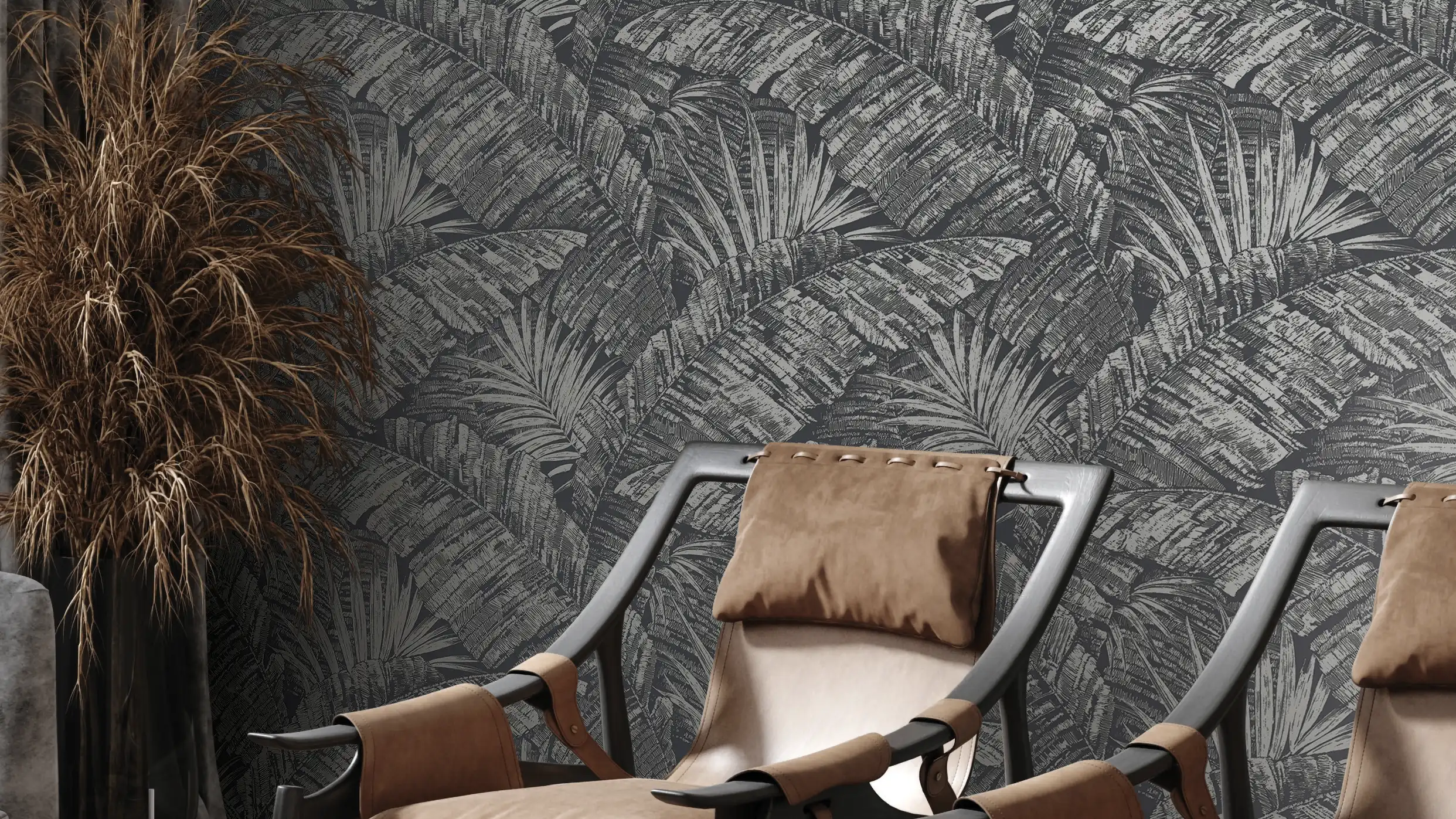 Toiles PALM COVE TOILE GRIS ET NOIR - RT7921