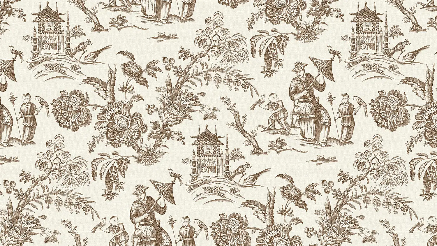 Papier peint toile de jouy japonisante