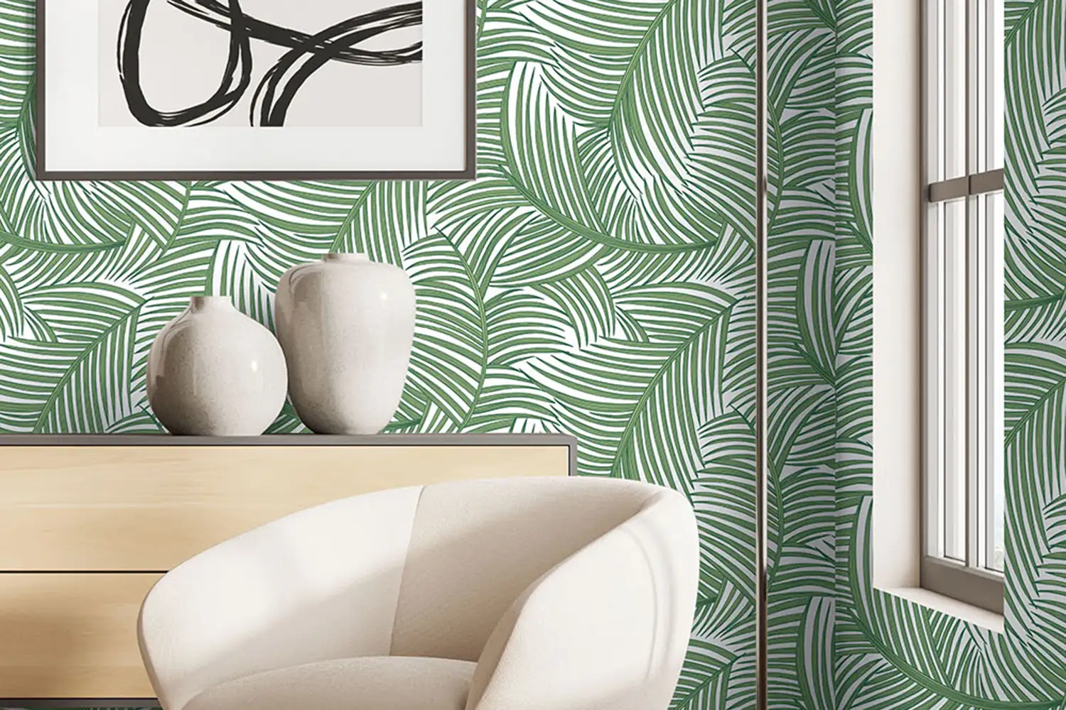 Papier peint palme verte AN71404-R