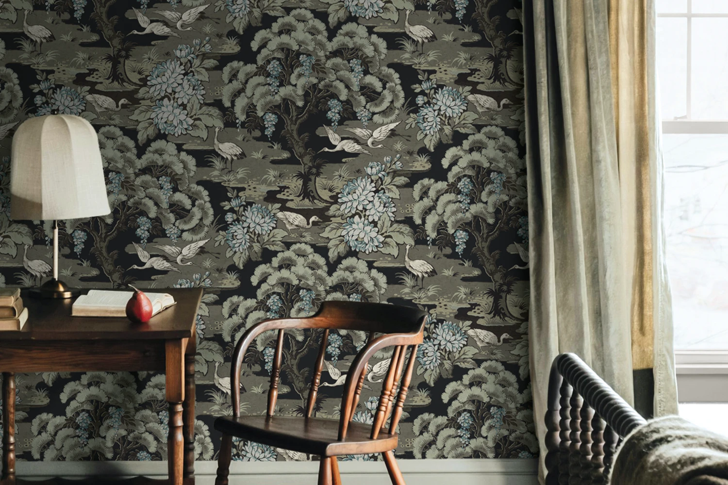 Papier peint chinoiserie noir CH30502-A